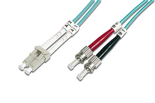 DIGITUS DK-2531-03/3 – Glasfaserkabel OM3 – 3 m – LC zu ST – Duplex LWL Kabel – 1/10/40/100 Gbit/s – MM Multimode Glasfaser LAN Kabel – Fasertyp: 50/125 µ – Türkis (Aqua) von DIGITUS