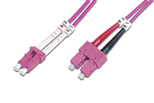 DIGITUS DK-2532-01-4 – Glasfaserkabel OM4 – 1 m – LC zu SC – Duplex LWL Kabel – 1/10/40/100 Gbit/s – MM Multimode Glasfaser LAN Kabel – Fasertyp: 50/125 µ – Violett (Violet) von DIGITUS
