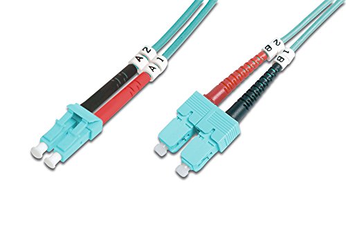 DIGITUS DK-2532-03/3 – Glasfaserkabel OM3 – 3 m – LC zu SC – Duplex LWL Kabel – 1/10/40/100 Gbit/s – MM Multimode Glasfaser LAN Kabel – Fasertyp: 50/125 µ – Türkis (Aqua) von DIGITUS