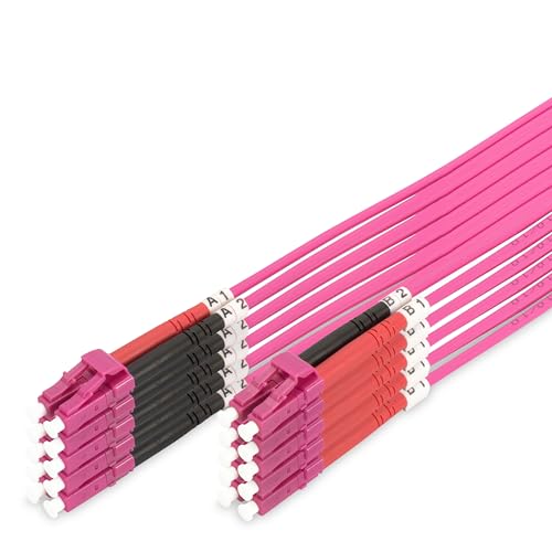 DIGITUS DK-2533-02-4 – Glasfaserkabel OM4 – 5 Stück – 2 m – LC zu LC – Duplex LWL Kabel – 1 / 10 / 40 / 100 Gbit/s – MM Multimode Glasfaser LAN Kabel – Fasertyp: 50/125 µ – Violett (Violet) von DIGITUS