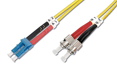 DIGITUS DK-2931-01 – Glasfaserkabel OS2 – 1 m – LC zu ST – Duplex LWL Kabel – 1/10 Gbit/s – SM Singlemode Glasfaser LAN Kabel – Fasertyp: 9/125 µ – Gelb (Yellow) von DIGITUS