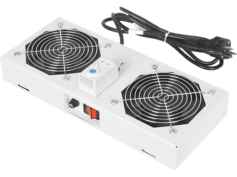 DIGITUS DN-19 FAN-2-WM-T Dachlüftereinheit mit 2 Lüftern für 19"-Wandgehäuse inkl. Schalter & Thermostat Lüftereinheit, Grau von DIGITUS