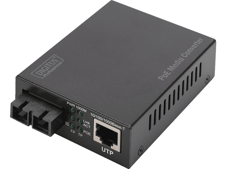 DIGITUS DN-82150 Gigabit Ethernet Medienkonverter, Schwarz von DIGITUS