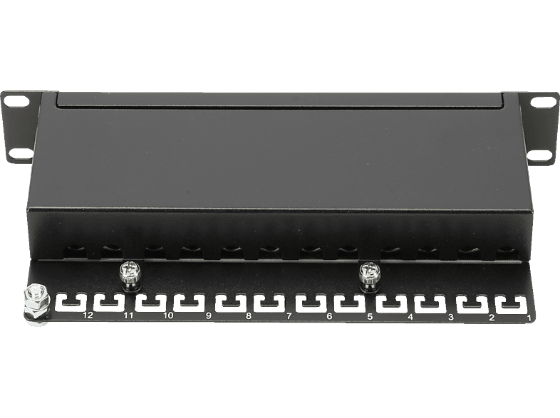 DIGITUS DN-91612S Patch Panel Klasse E 12 Port, geschirmt 1HE für 10" Einbau schwarz, Schwarz von DIGITUS