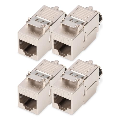 DIGITUS DN-93816 – Keystone-Modul Cat 8.1 – 4 Stück – RJ45 Netzwerkdose Cat8 Geschirmt – 2000 MHz – 25GBase-T & 40GBase-T – 25 Gbit/s & 40 Gbit/s – AWG 26/7 bis AWG 22/1 – Montage Werkzeugfrei DIGITUS DN-93816 – Keystone-Modul Cat 8.1 – 4 Stück – RJ45 Netzwerkdose Cat8 Geschirmt – 2000 MHz – 25GBase-T & 40GBase-T – 25 Gbit/s & 40 Gbit/s – AWG 26/7 bis AWG 22/1 – Montage Werkzeugfrei von DIGITUS