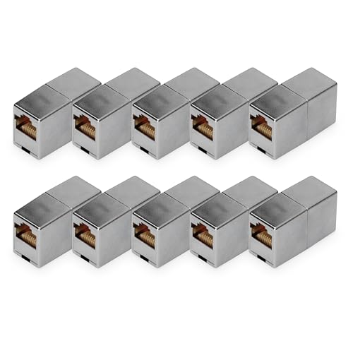 DIGITUS DN-93901 – RJ45 Kupplung Cat 5e – 10 Stück – LAN Kabel Verlängerung – Cat5e Netzwerkkabel Verbinder – PoE Kompatibel – Modulare Kupplung – Für Switch, DSL, Modem, Router, PC – Silber DIGITUS DN-93901 – RJ45 Kupplung Cat 5e – 10 Stück – LAN Kabel Verlängerung – Cat5e Netzwerkkabel Verbinder – PoE Kompatibel – Modulare Kupplung – Für Switch, DSL, Modem, Router, PC – Silber von DIGITUS