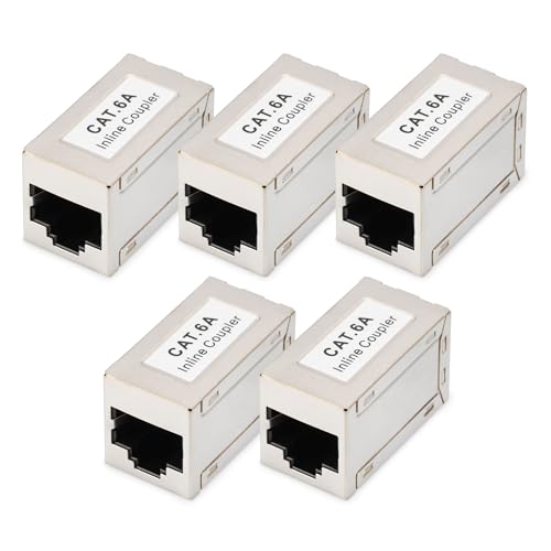 DIGITUS DN-93905 – RJ45 Kupplung Cat 6A – 5 Stück – LAN Kabel Verlängerung – Cat6A Netzwerkkabel Verbinder – PoE Kompatibel – Modulare Kupplung – Für Switch, DSL, Modem, Router, PC – Silber DIGITUS DN-93905 – RJ45 Kupplung Cat 6A – 5 Stück – LAN Kabel Verlängerung – Cat6A Netzwerkkabel Verbinder – PoE Kompatibel – Modulare Kupplung – Für Switch, DSL, Modem, Router, PC – Silber von DIGITUS