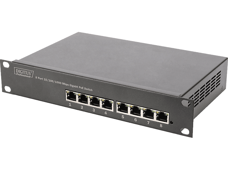 DIGITUS DN-95317 10 Zoll 8-Port Gigabit Ethernet PoE Switch , Schwarz von DIGITUS