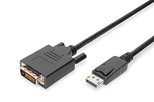 DIGITUS DisplayPort Adapterkabel - DP - DVI (24+1) - Full-HD 1080p/60Hz - Displayport 1.1a - 2.0m - mit Verriegelung - geeignet für Monitore, Grafikkarten - schwarz von DIGITUS