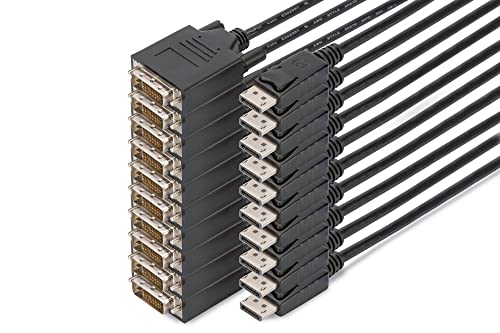 DIGITUS DisplayPort-Adapterkabel - DP auf DVI-D (24 + 1) - 2.0m - 10 Stück - Full HD 1080p/60Hz - Schwarz von DIGITUS