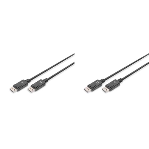DIGITUS DisplayPort Anschlusskabel, DP St/St, 2.0m, m/Verriegelung, Ultra HD 4K - Schwarz (Packung mit 2) von DIGITUS