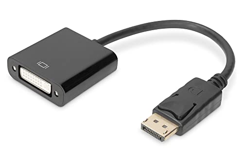 DIGITUS DisplayPort Grafik Adapter, DP zu DVI-I (24+5), Full HD 60Hz, 1920x1080 Pixel, Schwarz von DIGITUS