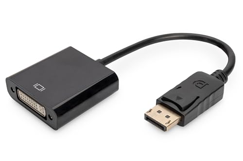 DIGITUS DisplayPort Grafik Adapter, DP zu DVI-I (24+5), Full HD Dual-Link, 2560 × 1600 Pixel, Schwarz von DIGITUS