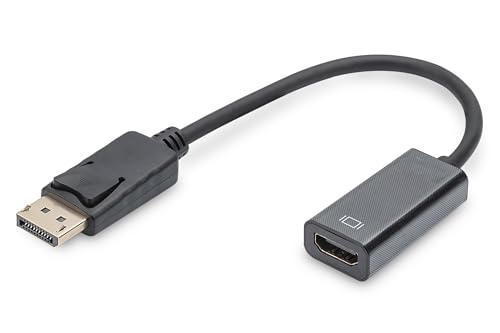 DIGITUS DisplayPort Grafik Adapter, DP zu HDMI Typ A, Full HD 60Hz, 1920 x 1080 Pixel, Blisterverpackung, Schwarz von DIGITUS