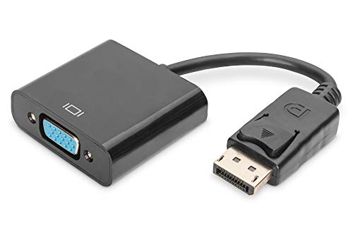 DIGITUS DisplayPort Grafik Adapter, DP zu VGA, Full HD 60Hz, 1920 x 1080 Pixel, Schwarz von DIGITUS