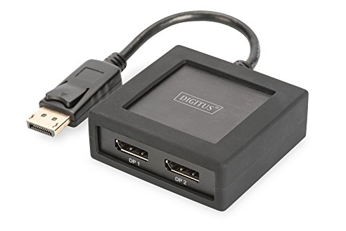 DIGITUS DisplayPort Grafik Adapter, Splitter, DP zu 2x DP, 4K Ultra HD, 4096 x 2160 Pixel, Schwarz von DIGITUS