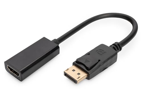 DIGITUS DisplayPort Grafik Adapter Kabel, DP zu HDMI Typ A, Full HD 60Hz, 1920 x 1080 Pixel, Schwarz von DIGITUS