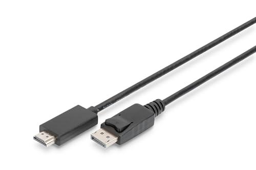 DIGITUS DisplayPort zu HDMI Adapterkabel - UHD 4k/60Hz - HDMI 2.0 - Displayport 1.2 - 2m - Kompatibel mit Monitor, Gaming-Grafikkarte - schwarz DIGITUS DisplayPort zu HDMI Adapterkabel - UHD 4k/60Hz - HDMI 2.0 - Displayport 1.2 - 2m - Kompatibel mit Monitor, Gaming-Grafikkarte - schwarz von DIGITUS