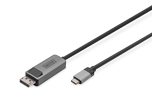DIGITUS Displayport Adapterkabel - USB Typ-C zu Displayport 1.4-8k/30Hz - 4k/144Hz - Bidirektional - DP Alt-Mode - MST - 2 m - schwarz - Für iPhone, MacBook, iPad, Surface von DIGITUS
