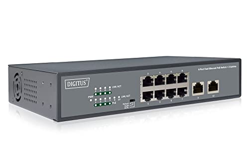DIGITUS Fast Ethernet PoE+ Netzwerk-Switch - 19 Zoll - 8 Ports + 2x Uplink RJ45 - IEEE802.3af/at - 120W Power-Budget - Schwarz DIGITUS Fast Ethernet PoE+ Netzwerk-Switch - 19 Zoll - 8 Ports + 2x Uplink RJ45 - IEEE802.3af/at - 120W Power-Budget - Schwarz von DIGITUS