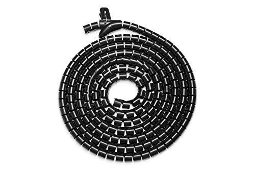 DIGITUS Flexibler Kabel-Spiralschlauch Für Kabel-Management - 5m - Mit Einzughilfe - Zuschneidbar - Dehnbar - Schwarz von DIGITUS