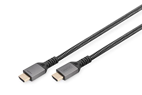 DIGITUS HDMI 2.1 Ultra High Speed Anschlusskabel - UHD-II - 8k/60Hz - 4k/120Hz - geflochtenes Kabel - 2.0m - kompatibel mit PS5, Xbox Series, TV/Beamer - vergoldete Kontakte - Schwarz/silber von DIGITUS