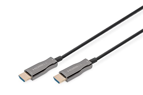 DIGITUS HDMI AOC Hybrid Glasfaserkabel - HDMI 2.0b - 10m - Ultra HD 4k/60Hz - Ethernet-Kanal - HDR ARC HDCP 2.2 - kompatibel mit TV/Beamer/Monitor - vergoldete Kontakte - Schwarz von DIGITUS