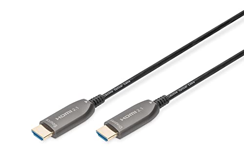 DIGITUS HDMI AOC Hybrid Glasfaserkabel - HDMI 2.1-10m - 8k/60Hz - UHD-II - Ethernet-Kanal - HDR eARC HDCP 2.2 - kompatibel mit TV/Beamer/Monitor - vergoldete Kontakte - Schwarz von DIGITUS