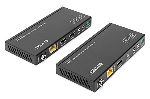 DIGITUS HDMI Extender - 4k/60Hz - Sender & Empfänger - HDBaseT 1.0 - HDMI 2.0 - Reichweite bis 150m - Patchkabel ab Cat 6A von DIGITUS