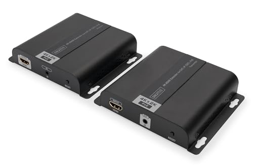 DIGITUS HDMI Extender Set - 4K Ultra-HD 30 Hz - Max. 3840 x 2160 Pixel - Netzwerk-fähig - PoE-Powered - HDTV & HDCP & IR von DIGITUS