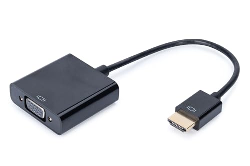 DIGITUS HDMI Grafik Audio Adapter, HDMI Typ A zu VGA + 3.5mm Klinke, Full HD, UXGA, Schwarz von DIGITUS