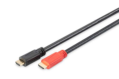 DIGITUS HDMI High Speed Anschlusskabel, Typ A, m/ amp. St/St, 10.0m, Ultra HD 24p, CE - Vergoldete Kontakte - Schwarz von DIGITUS