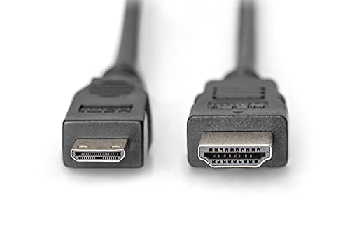 DIGITUS HDMI High Speed Anschlusskabel, Type-C - Typ A St/St, 2.0m, Ultra HD 24p - Vergoldete Kontakte - Schwarz von DIGITUS