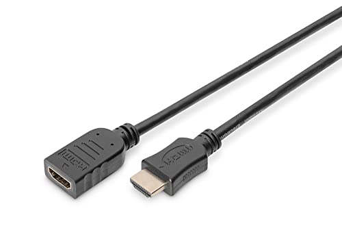 DIGITUS HDMI High Speed Verlängerungskabel, Typ A St/Bu - 2.0m - mit Ethernetkanal - Ultra HD 4k/30Hz - kompatibel mit TV/Beamer/Monitor - vergoldete Kontakte - Schwarz von DIGITUS