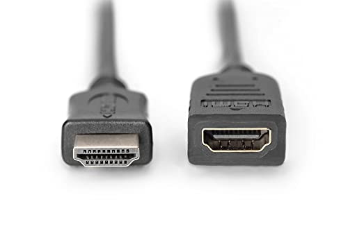 DIGITUS HDMI High Speed Verlängerungskabel, Typ A St/Bu - 3.0m - mit Ethernetkanal - Ultra HD 4k/30Hz - kompatibel mit TV/Beamer/Monitor - vergoldete Kontakte - Schwarz von DIGITUS