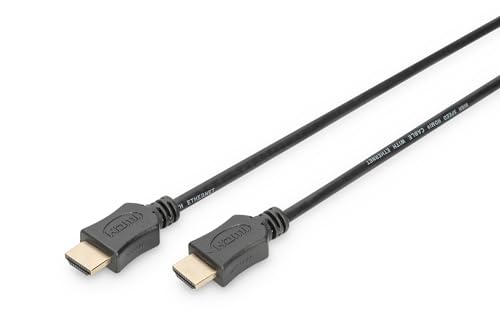 DIGITUS HDMI Standard Anschlusskabel, Typ A St/St, 2.0m, m/Ethernet, Full HD - Vergoldete Kontakte - Schwarz von DIGITUS