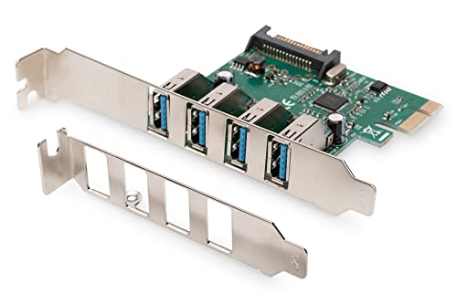 DIGITUS IO-Karte - PCIe - USB 3.0 Schnittstellen-Karte - 4-Port USB Typ-A - Max. 5 Gbit/s - Chipsatz VL805 von DIGITUS