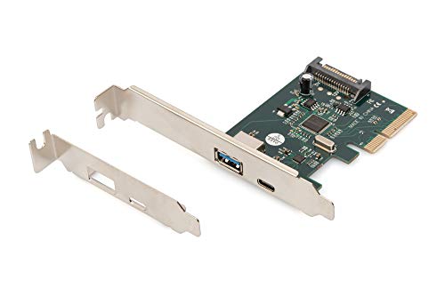 DIGITUS IO-Karte - PCIe - USB 3.1 Schnittstellen-Karte - 2-Port - 1x USB-C & 1x USB Typ-A - 10 Gbit/s - Chipsatz ASM1142 von DIGITUS