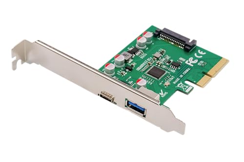 DIGITUS IO-Karte - PCIe - USB 3.1 Schnittstellen-Karte - 2-Port - 1x USB-C & 1x USB Typ-A - 10 Gbit/s - Chipsatz ASM1142 von DIGITUS