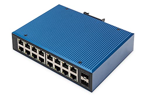 DIGITUS Industrieller 16+2 -Port Gigabit Ethernet Switch Unmanaged, 4 RJ45-Anschlüsse 10/100/1000 Mbits von DIGITUS