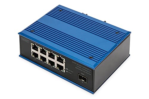DIGITUS Industrieller 8+1-Port Gigabit Ethernet PoE Switch Unmanaged, 8 RJ45-Anschlüsse 10/100/1000 Mbits von DIGITUS