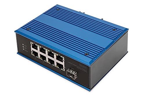 DIGITUS Industriellerl 8+1 Port Fast Ethernet PoE Switch Unmanaged, 8 RJ45-Anschlüsse 10/100 Mbits von DIGITUS