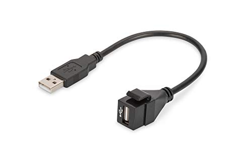 DIGITUS Keystone-Kupplung USB 2.0 - Für DN-93832 - Mit 16 cm Kabel - Schwarz (RAL 9005) von DIGITUS