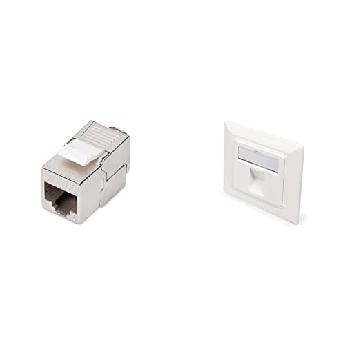 DIGITUS Keystone-Modul Cat-6 Geschirmt - RJ45-Buchse - 250 MHz 1GBase-T - AWG 26-22 & Anschlussdose Für Keystone-Modul - 1 Port - Auslass 45° Gewinkelt - Mit Staubschutz-Kappe - Weiß von DIGITUS