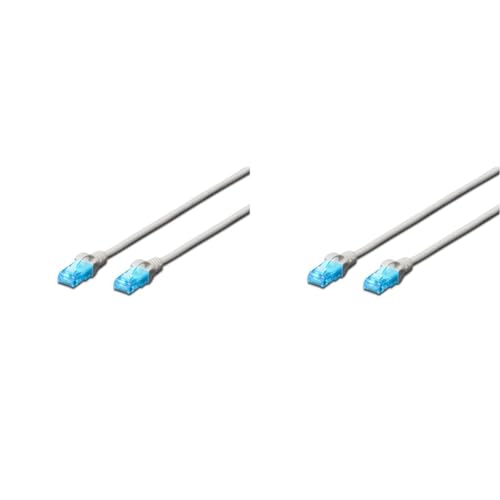 DIGITUS LAN Kabel Cat 5e - 10m - CCA Netzwerkkabel Mit RJ45 - U/UTP Ungeschirmt - Kompatibel zu Cat-6 & Cat-5 - Grau (Packung mit 2) von DIGITUS