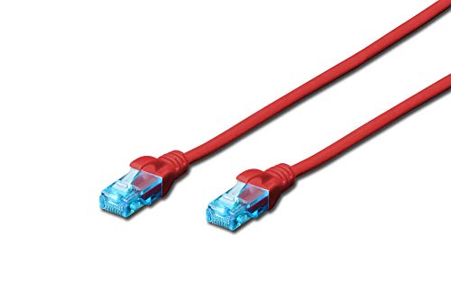 DIGITUS LAN Kabel Cat 5e - 3m - CCA Netzwerkkabel Mit RJ45 - U/UTP Ungeschirmt - Kompatibel zu Cat-6 & Cat-5 - Rot von DIGITUS