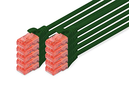 DIGITUS LAN Kabel Cat 6-0,25m - 10 Stück - RJ45 Netzwerkkabel - UTP Ungeschirmt - Kompatibel zu Cat-6A & Cat-5e - Grün von DIGITUS