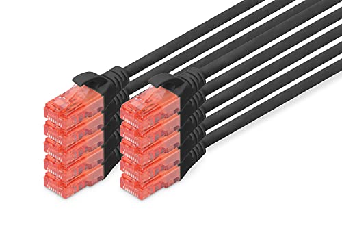 DIGITUS LAN Kabel Cat 6-0,5m - 10 Stück - RJ45 Netzwerkkabel - UTP Ungeschirmt - Kompatibel zu Cat-6A & Cat-5e - Schwarz DIGITUS LAN Kabel Cat 6-0,5m - 10 Stück - RJ45 Netzwerkkabel - UTP Ungeschirmt - Kompatibel zu Cat-6A & Cat-5e - Schwarz von DIGITUS
