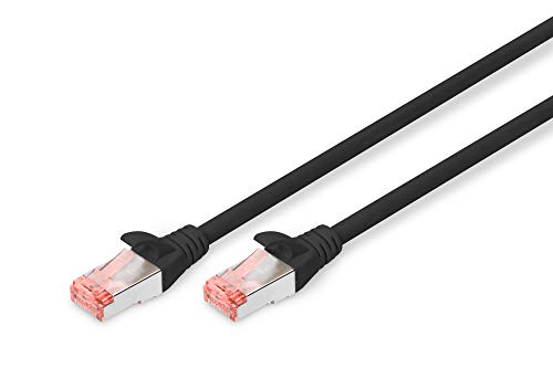 DIGITUS LAN Kabel Cat 6 - 0,5m - RJ45 Netzwerkkabel - S/FTP Geschirmt - Kompatibel zu Cat 6A & Cat 7 - Schwarz von DIGITUS