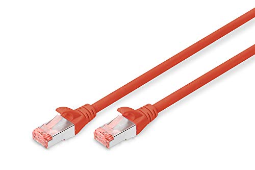 DIGITUS LAN Kabel Cat 6 - 10m - RJ45 Netzwerkkabel - S/FTP Geschirmt - Kompatibel zu Cat 6A & Cat 7 - Rot von DIGITUS